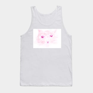 Watercolor, pink cat. Animal, pet Flower, art decoration, sketch. Illustration hand drawn modern Tank Top